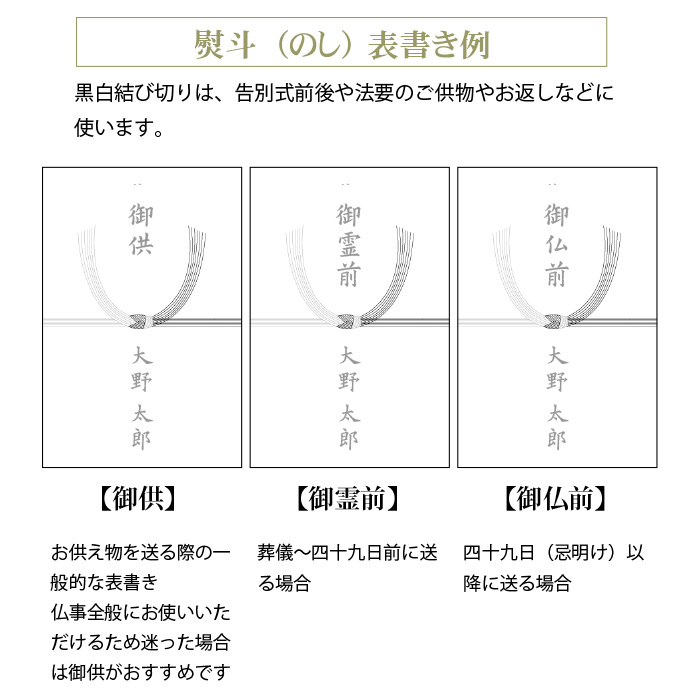 進物の熨斗・包装につきまして