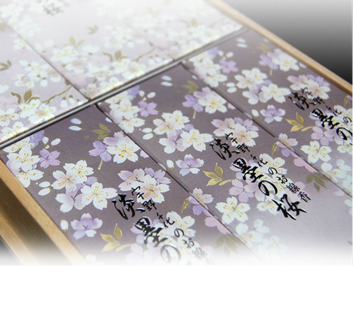 宇野千代のお線香 淡墨の桜 桐箱サック6入 [お香典に 改まった進物にも