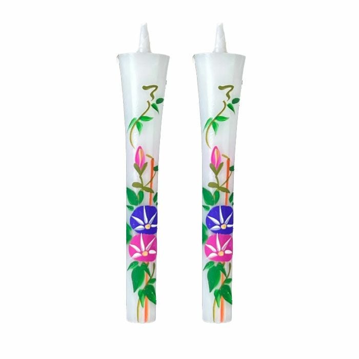 絵ローソク（手描き） 2本入 12か月の花と南天・福寿草の絵柄から